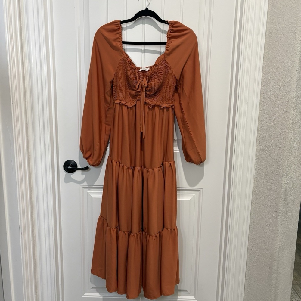 Idem‎ Ditto Milkmaid Dress Womens Med Cottage core Tiered Maxi